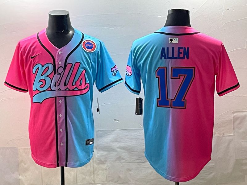 Men Buffalo Bills 17 Allen Blue pink Nike Limited 2025 NFL Jersey style 007